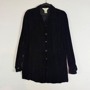 AKA Eddie Bauer Womens Small‎ Velvet  Minimalist Long Sleeve Shirt Top Black